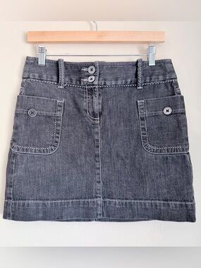 LOFT Dark Gray Denim Mini Skirt Size 2